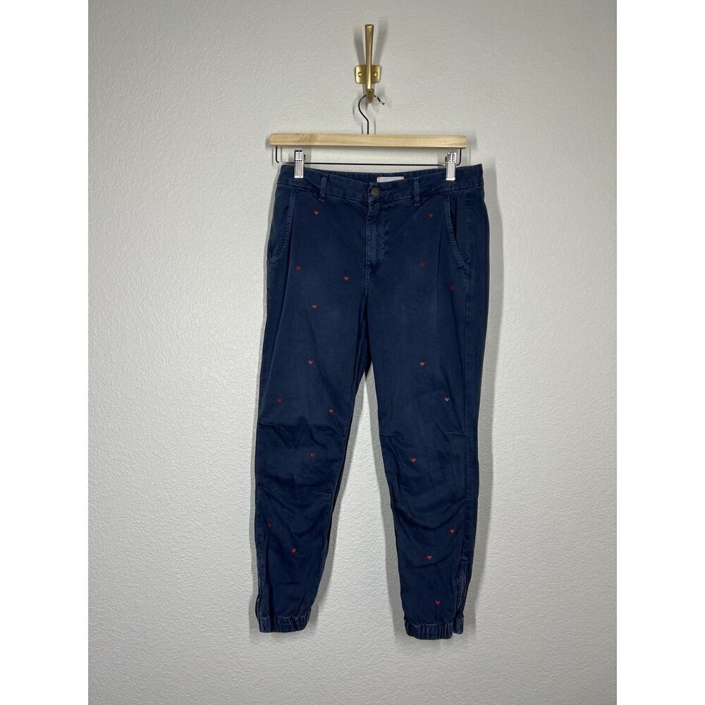 Sundry Heart Print Jogger Pants Size 26 Navy Zip Hem